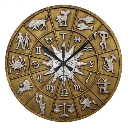 真鍮の 占星術の 十二宮図の車輪 ラージ壁時計 Zazzle Co Jp