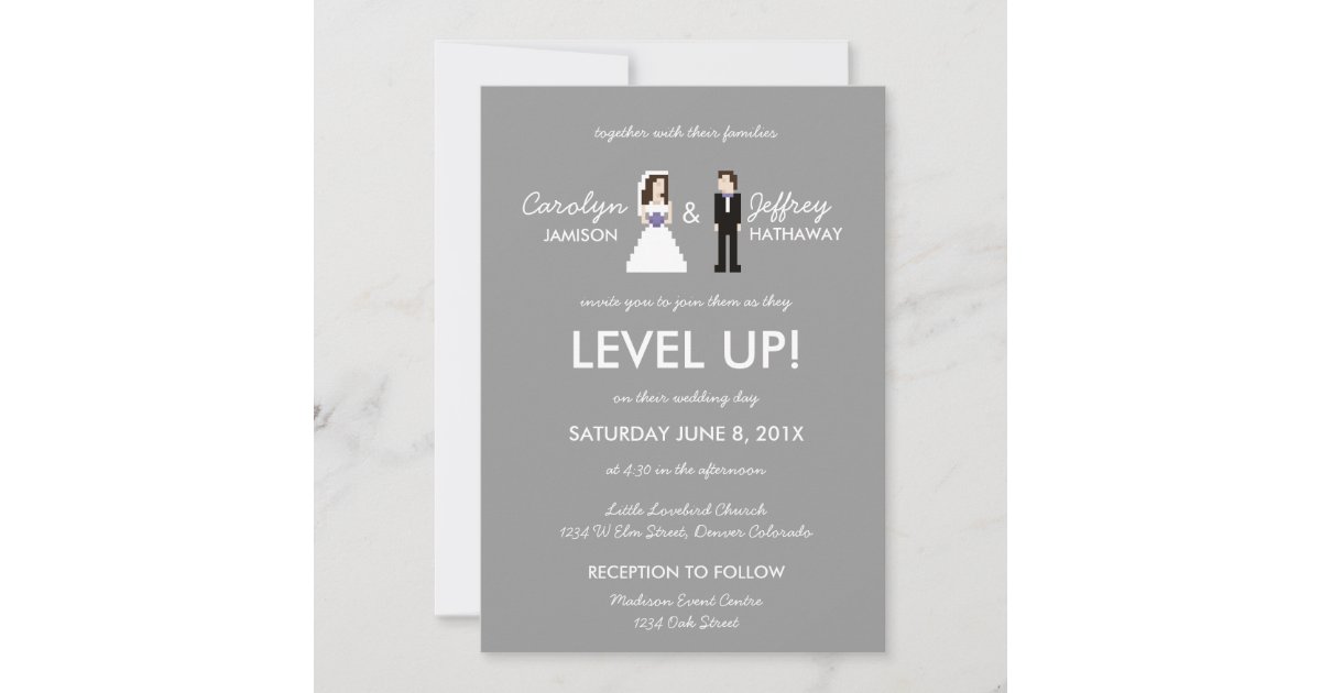 真面目な8ビット花嫁及び新郎の結婚式招待状 招待状 Zazzle Co Jp 真面目な8ビット花嫁及び新郎の結婚式招待状 招待状 Zazzle Co Jp
