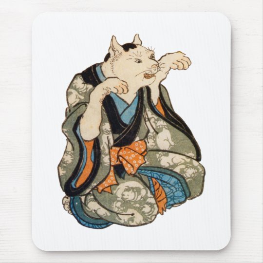 着物の猫 芳藤の着物猫 Yoshifujiの浮世絵 マウスパッド Zazzle Co Jp