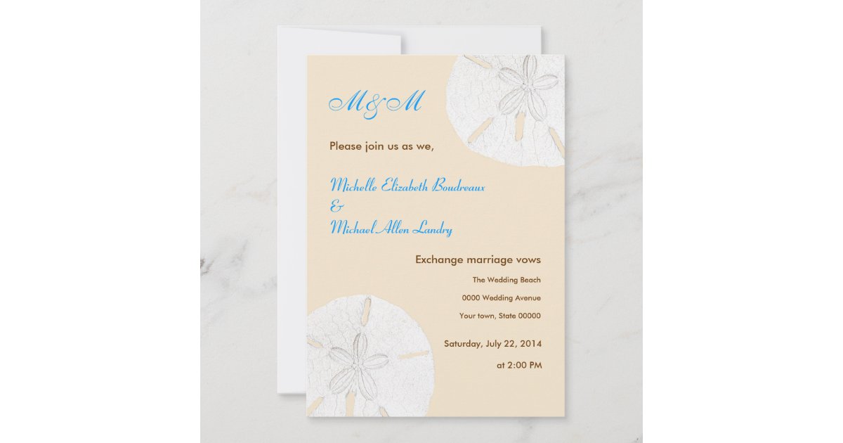 砂ドルのカジュアルな結婚式招待状 招待状 Zazzle Co Jp