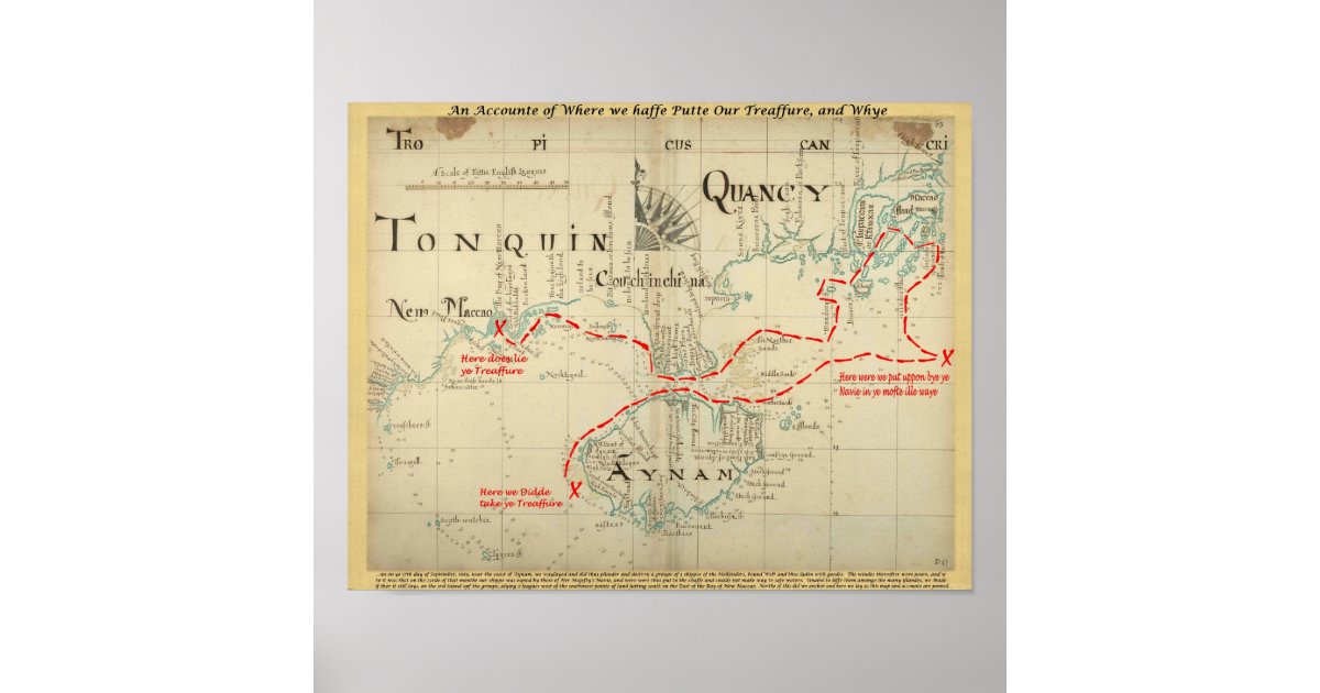 確実な1690人の海賊地図 装飾と ポスター Zazzle Co Jp