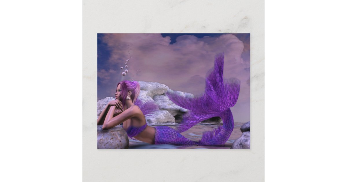 神秘的なサイレンのファンタジーの人魚の芸術 ポストカード Zazzle Co Jp