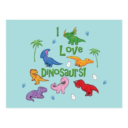 私は恐竜を愛します かわいい ポストカード Zazzle Co Jp