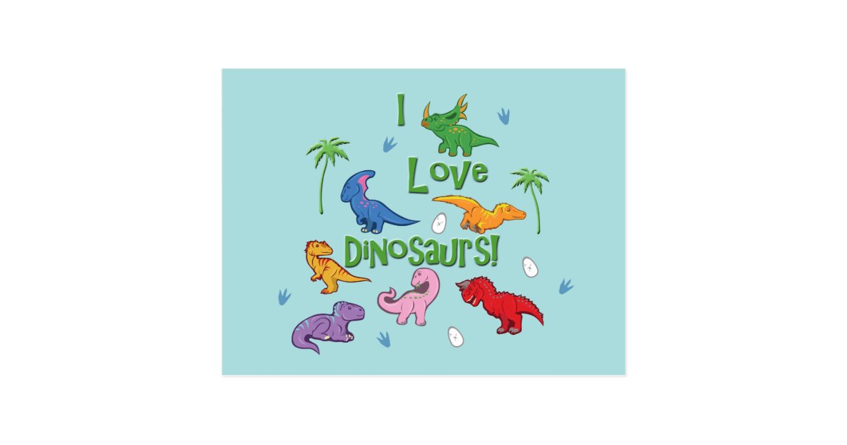 私は恐竜を愛します かわいい ポストカード Zazzle Co Jp