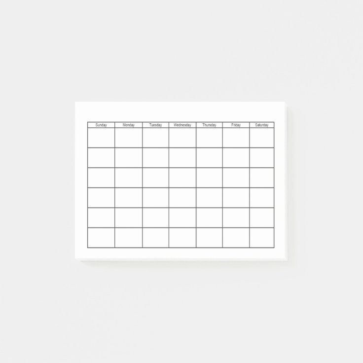 空白のなカレンダーの格子 ポストイット Zazzle Co Jp