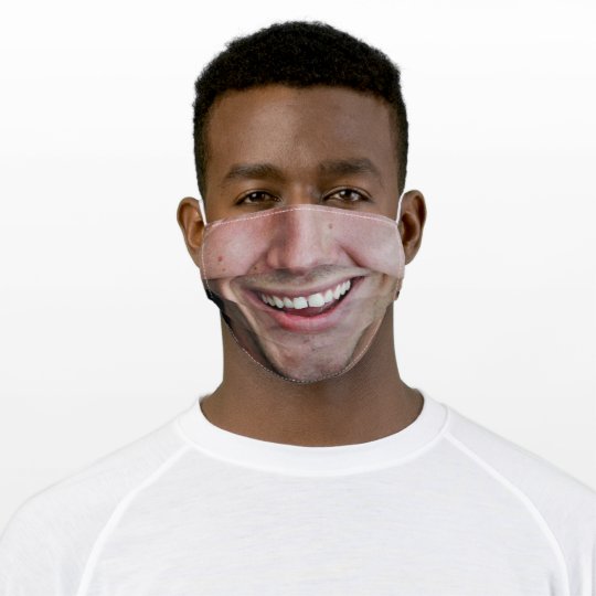 笑顔の顔マスおもしろいク 幸せな人間の男性 大人用布マスク Zazzle Co Jp