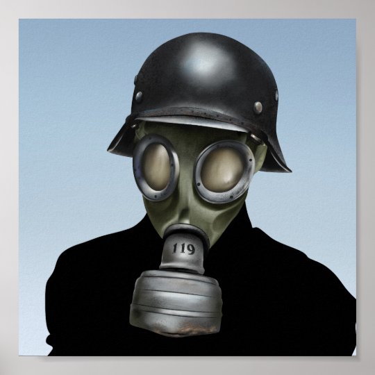 第2次世界大戦のドイツのガスマスク 8x8無教養な芸術のプリント ポスター Zazzle Co Jp
