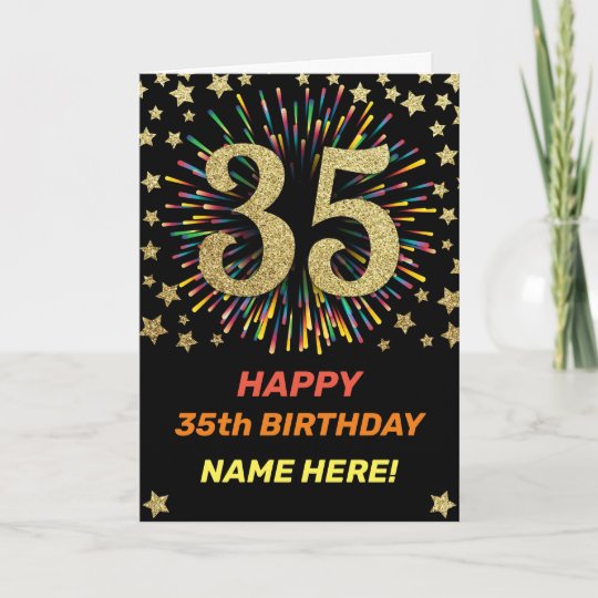 第35誕生日fireworks虹金ゴールドおもしろい カード Zazzle Co Jp