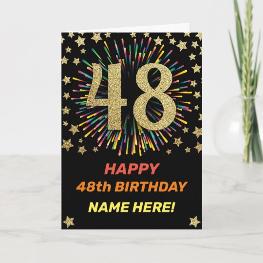 第48誕生日fireworks虹金ゴールドおもしろい カード Zazzle Co Jp