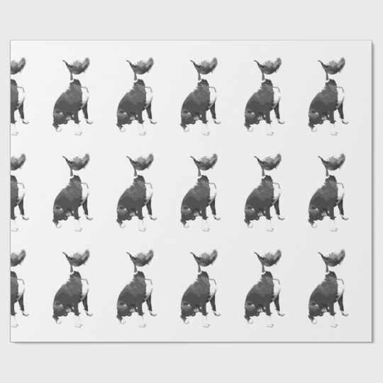 粋なパターン白黒ピット ブル犬 ラッピングペーパー Zazzle Co Jp