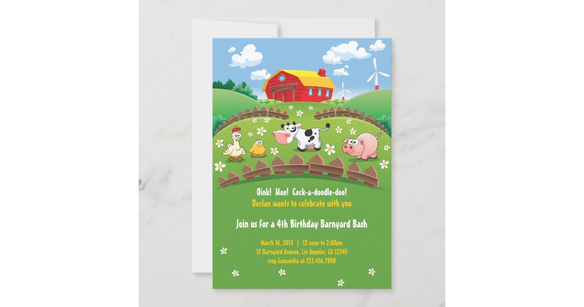 納屋周囲の庭ファーム子供の誕生日招待状 招待状 Zazzle Co Jp