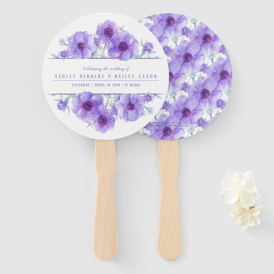 紫色のアネモネの花の水彩画の結婚式ファン ハンドファン Zazzle Co Jp 紫色のアネモネの花の水彩画の結婚式ファン ハンドファン Zazzle Co Jp