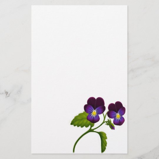 紫色のビオラのパンジーの文房具 便箋 Zazzle Co Jp