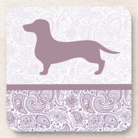 紫色のペイズリーのダックスフントの飲み物のコースターのウインナー犬 コースター Zazzle Co Jp