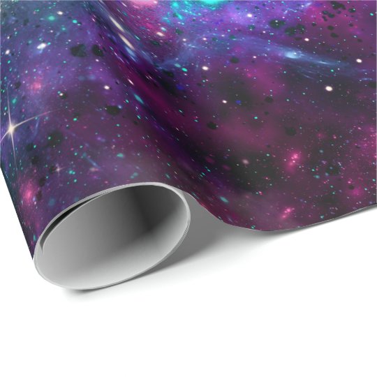 紫色の宇宙の銀河系の宇宙spaceyのティール 緑がかった色 のピンクの空 ラッピングペーパー Zazzle Co Jp