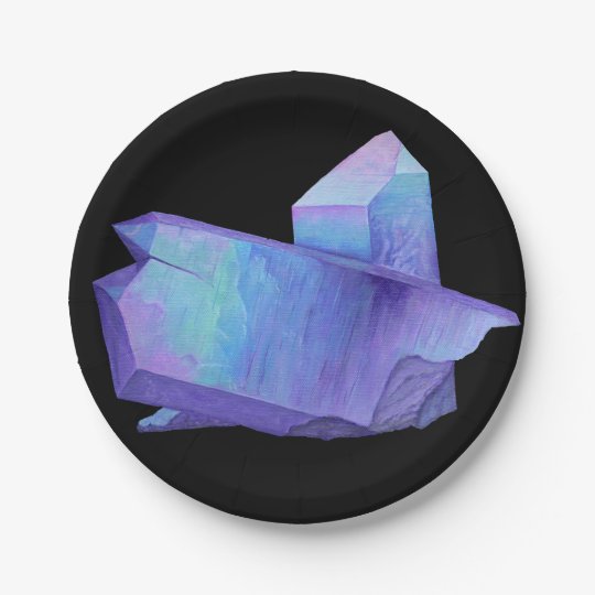 紫色の紫色の水晶天使のオーラの水晶geode ペーパープレート Zazzle Co Jp