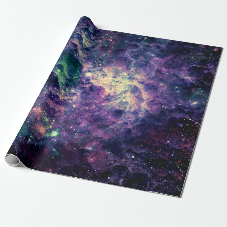 紫色の銀河系の宇宙の石のカッコいい ラッピングペーパー Zazzle Co Jp