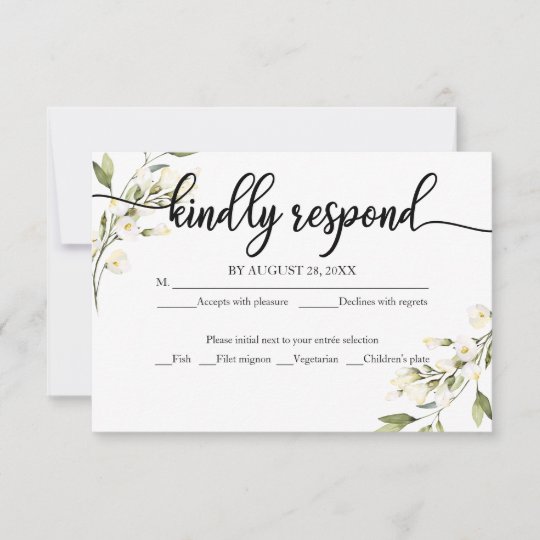 結婚式の出席確認用カードホワイトクリームフローラ素朴 出欠カード Zazzle Co Jp