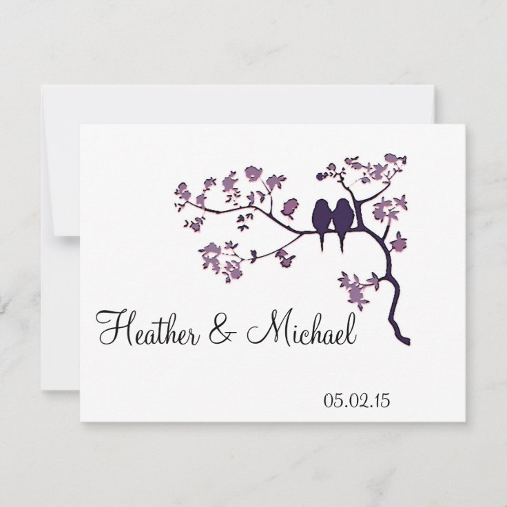 結婚式招待状 木の上の恋鳥 招待状 Zazzle Co Jp