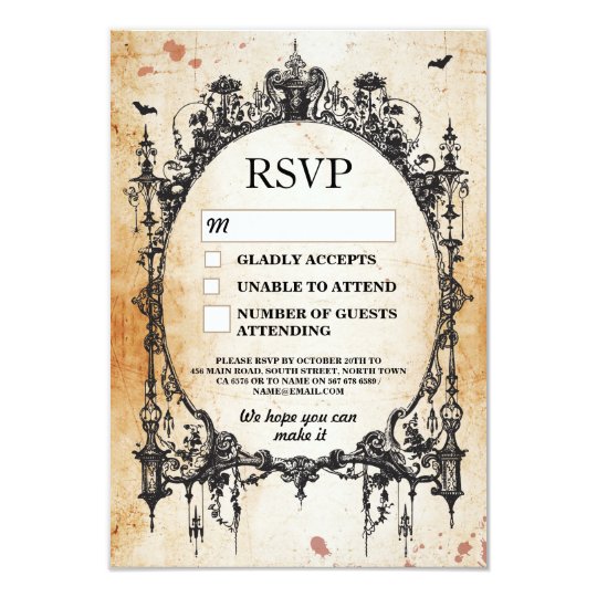 結婚式rsvpのゴシック様式フレームの素朴なハロウィンカード 招待状 Zazzle Co Jp 結婚式rsvpのゴシック様式フレームの素朴なハロウィンカード 招待状 Zazzle Co Jp