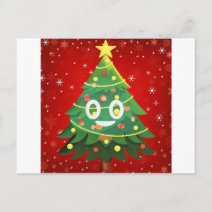 絵文字クリスマスツリーデザイン シーズンポストカード Zazzle Co Jp