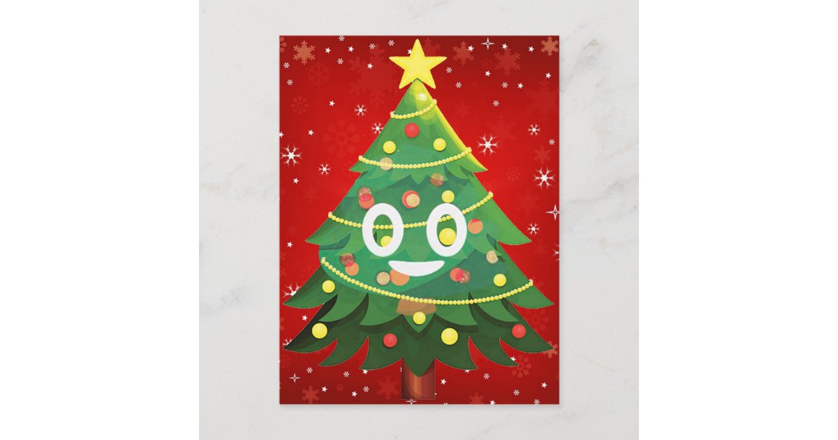 絵文字クリスマスツリーデザイン シーズンポストカード Zazzle Co Jp