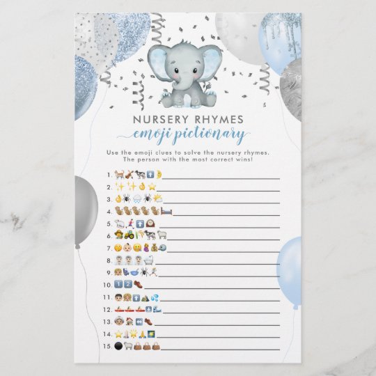 絵文字絵描きの少年ゾウのベビーシャワーゲーム Zazzle Co Jp