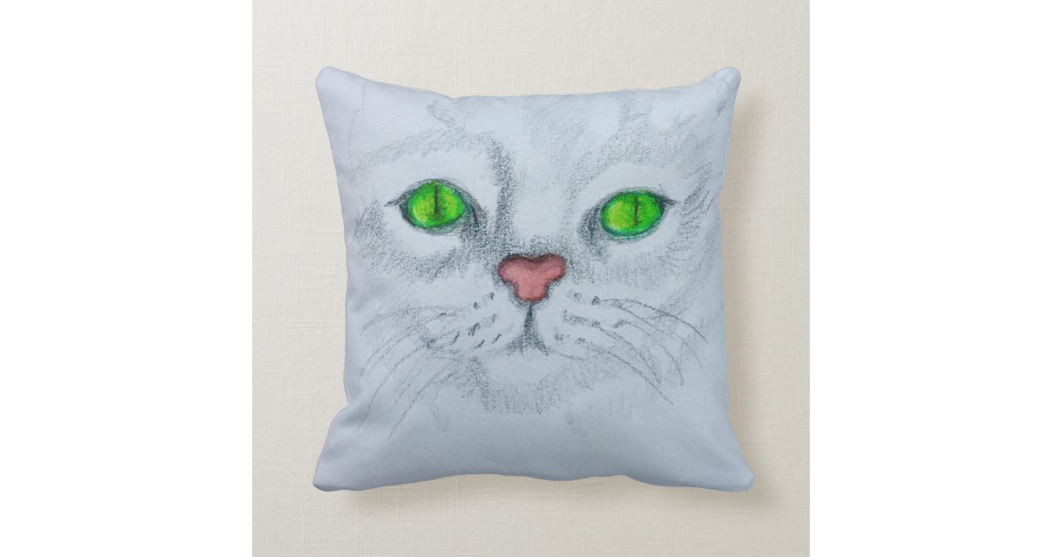 緑の目白猫可愛い顔リ絵画アル クッション Zazzle Co Jp 緑の目白猫可愛い顔リ絵画アル クッション Zazzle Co Jp