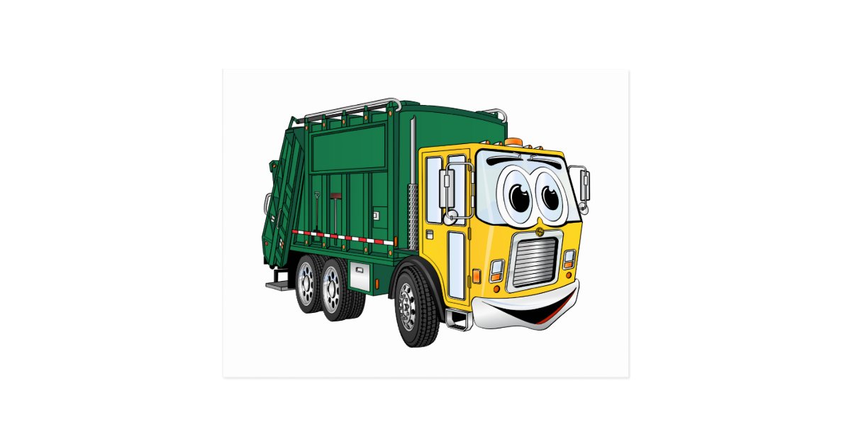 緑金ゴールドの微笑のごみ収集車の漫画 ポストカード Zazzle Co Jp 緑金ゴールドの微笑のごみ収集車の漫画 ポストカード Zazzle Co Jp