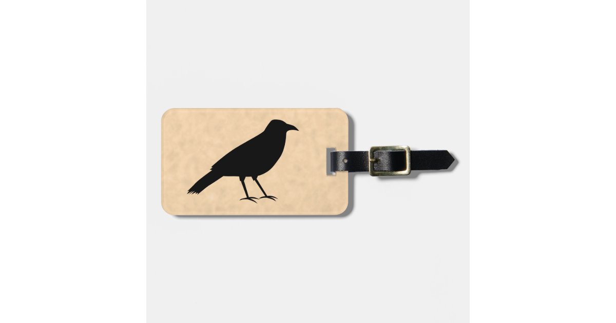 羊皮紙パターンの黒いカラスの鳥 ラゲッジタグ Zazzle Co Jp