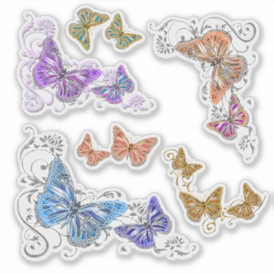 美しい蝶花の渦巻の昆虫 シール Zazzle Co Jp 美しい蝶花の渦巻の昆虫 シール Zazzle Co Jp