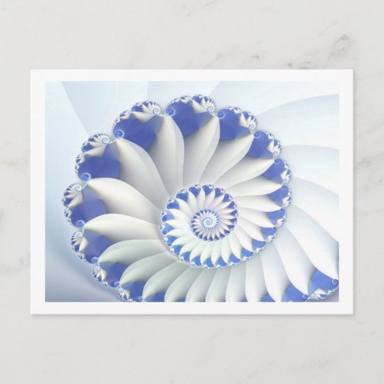 美しい青及び白海の貝の罰金のフラクタルの芸術 ポストカード Zazzle Co Jp
