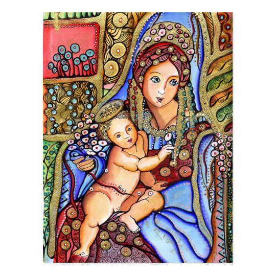 聖母マリアおよびイエス キリストの子供の絵画 ポストカード Zazzle Co Jp
