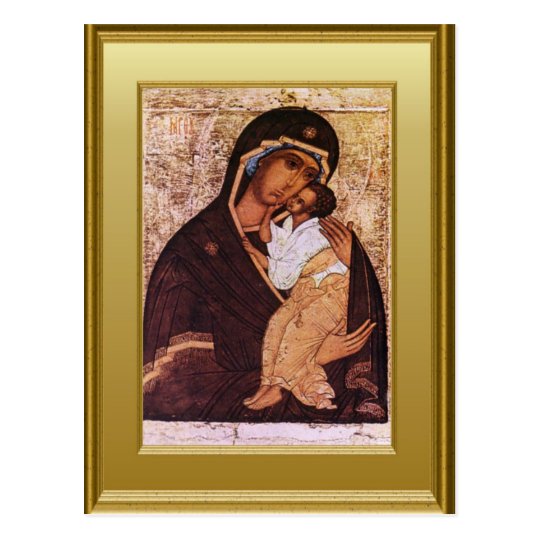 聖母マリアおよび子供イエス キリストのikon ポストカード Zazzle Co Jp