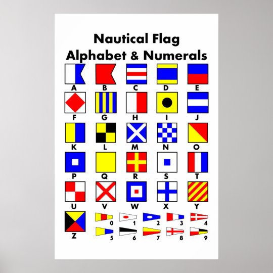 航海のな旗のアルファベット及び数字ポスター ポスター Zazzle Co Jp