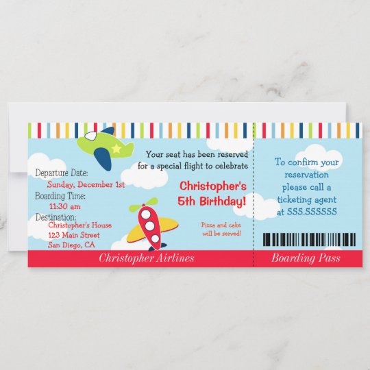 航空機チケット誕生日招待状 招待状 Zazzle Co Jp