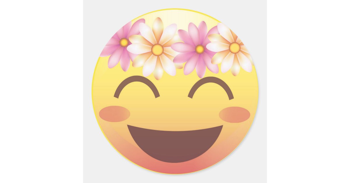花冠赤面絵文字顔シール ラウンドシール Zazzle Co Jp 花冠赤面絵文字顔シール ラウンドシール Zazzle Co Jp