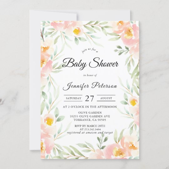 花素朴咲きの赤ちゃんの招待 招待状 Zazzle Co Jp