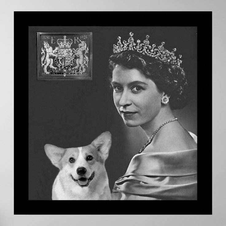 若いエリザベス女王二世およびコーギー犬 ポスター Zazzle Co Jp