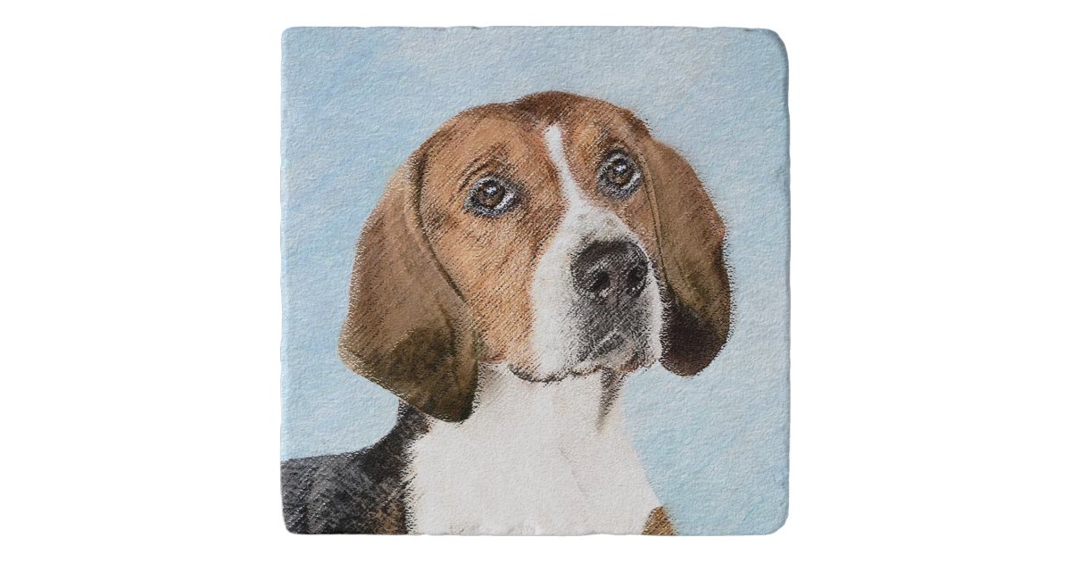 英語のフォッ絵画クスハウンドのかわいいオリジナルの犬の絵 トリベット Zazzle Co Jp