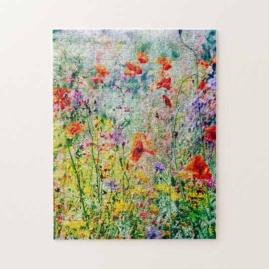 草原のケシの花かわいい自然 ジグソーパズル Zazzle Co Jp