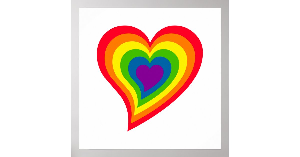 虹のハートポスター ポスター Zazzle Co Jp