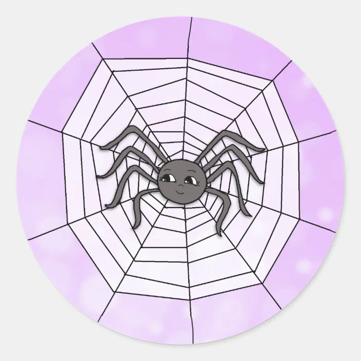 蜘蛛の巣の紫色ハロウィンのくも ラウンドシール Zazzle Co Jp