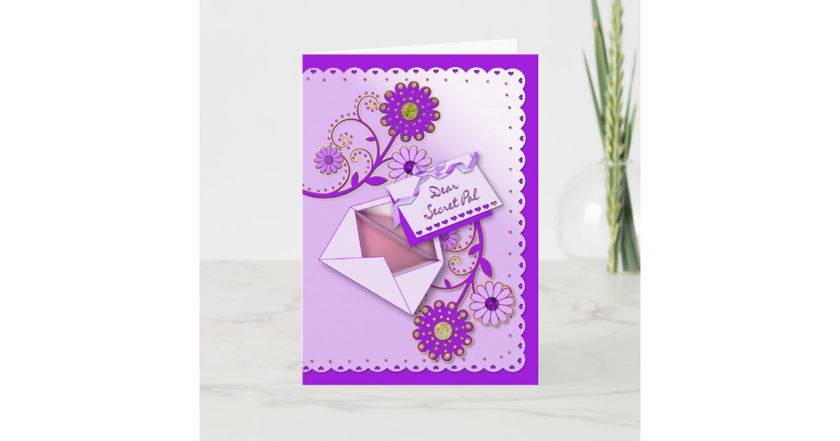 誕生日 秘密の友達 紫色か花または手紙 カード Zazzle Co Jp 誕生日 秘密の友達 紫色か花または手紙 カード Zazzle Co Jp