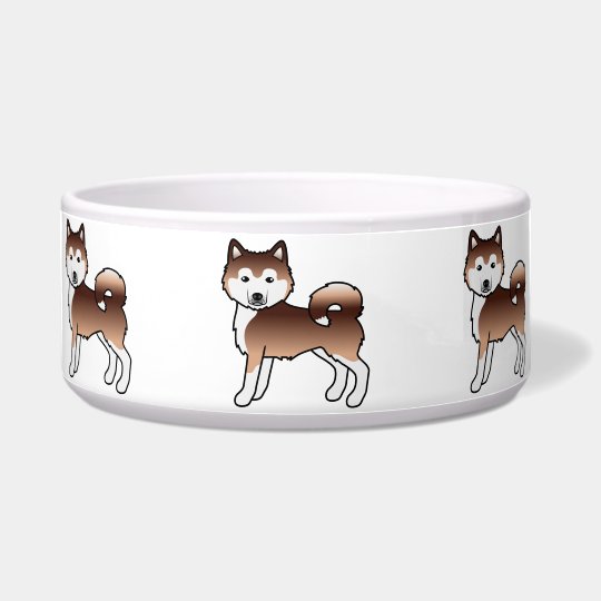 赤いアラスカのマラミュートの可愛い漫画の犬たち ボウル Zazzle Co Jp