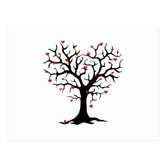 赤いハートの木のシルエット ポストカード Zazzle Co Jp