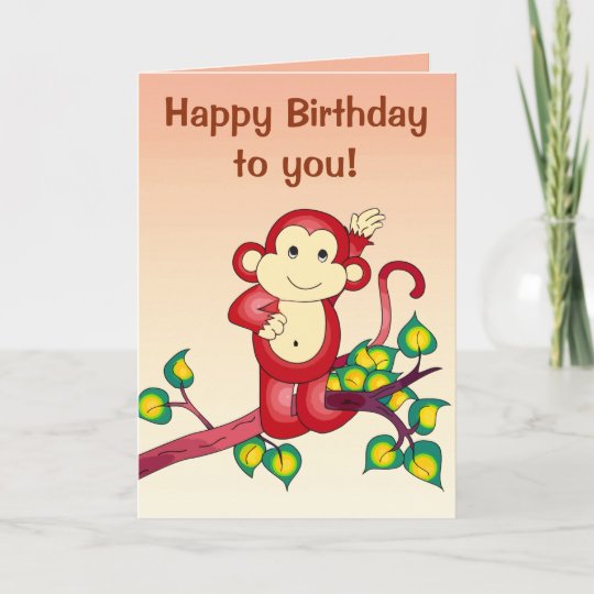 赤い猿動物の誕生日 カード Zazzle Co Jp