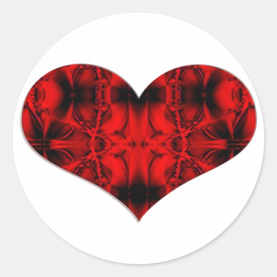 赤くおよび黒いハート ラウンドシール Zazzle Co Jp