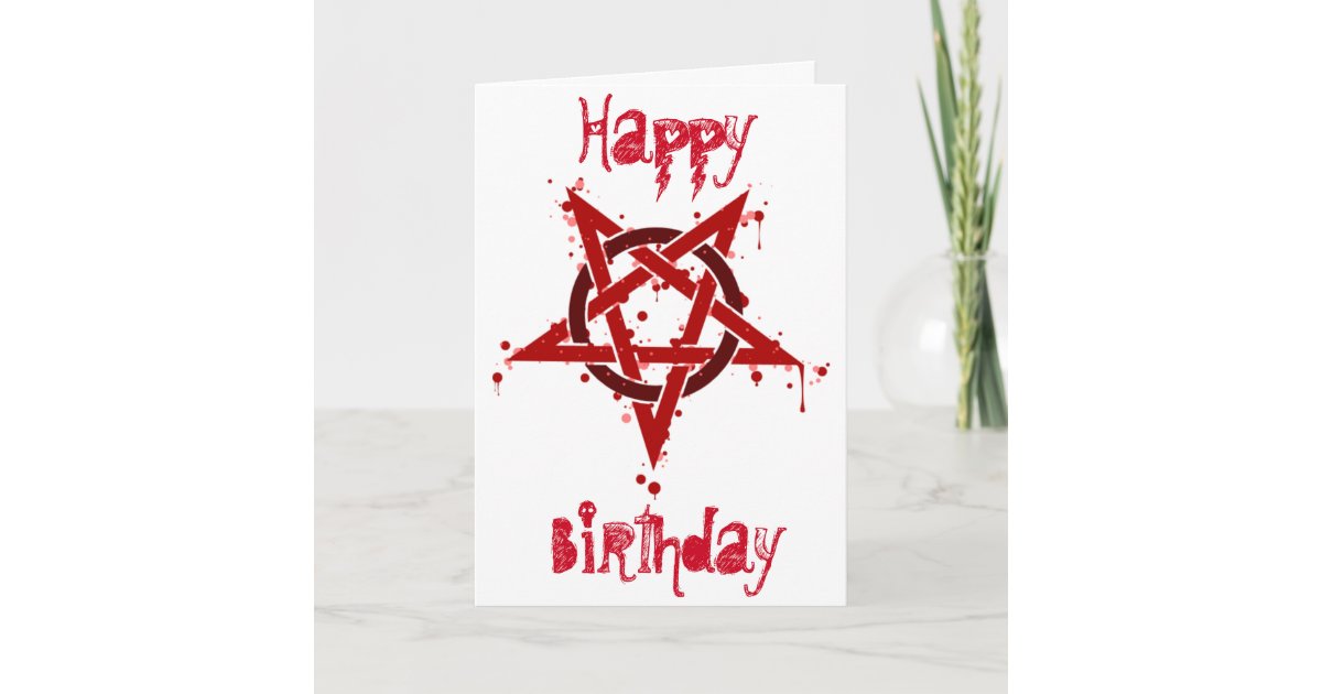 赤く悪魔的な斑点を付けられた五芒星の誕生日 カード Zazzle Co Jp