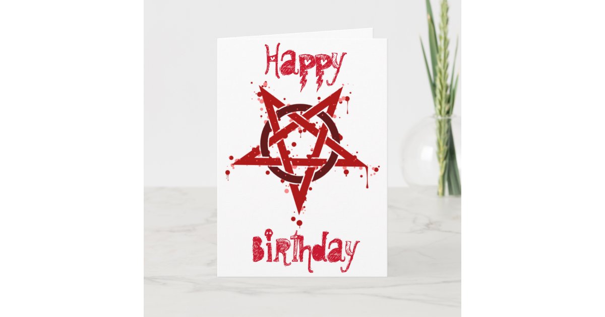 赤く悪魔的な斑点を付けられた五芒星の誕生日 カード Zazzle Co Jp 赤く悪魔的な斑点を付けられた五芒星の誕生日 カード Zazzle Co Jp